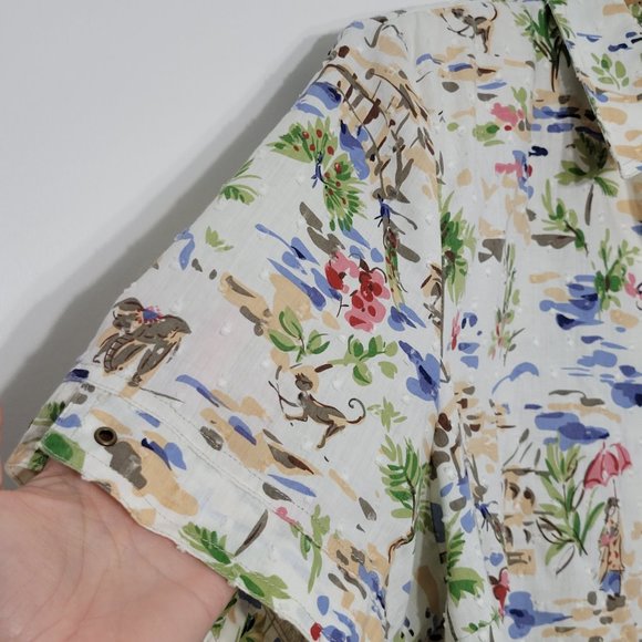 Alia vintage Short Sleeve Button Front Tropical Print Blouse Shirt Casual Collar - Picture 2 of 10